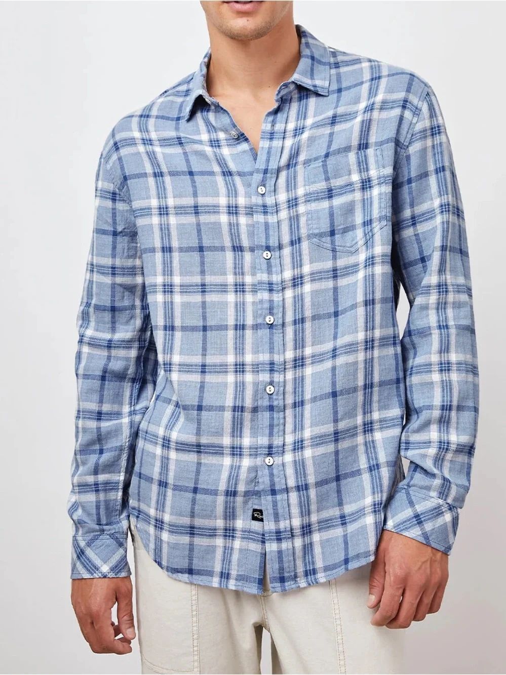 Rails Wyatt Shirt Glass Blue Plaid 100% Cotton Button Down Medium Lightweight
